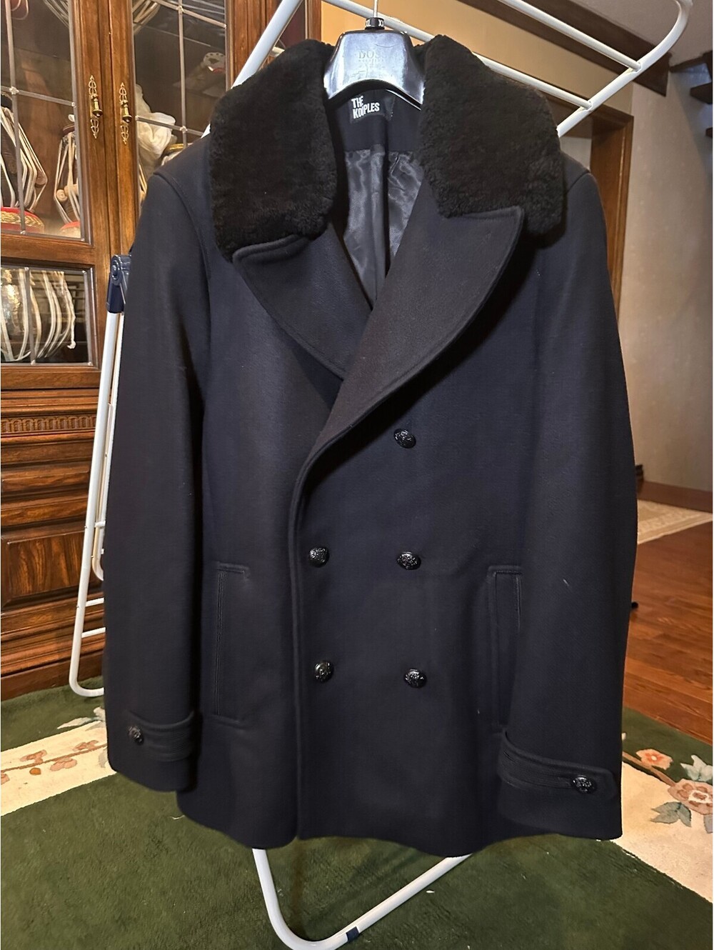 The Kooples Men's Navy and Black Coat Size 48 IT